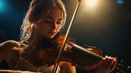 Fototapeta premium A woman playing the violin