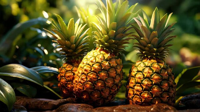Fresh natural sweet pineapple. Concept of natural healthy eco food and farming