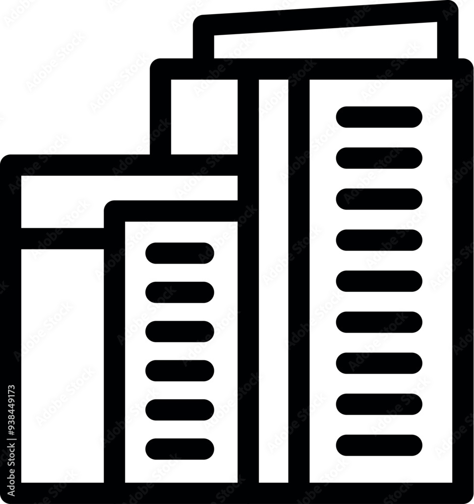 Poster this vector illustration features a modern building complex with a geometric design, representing th