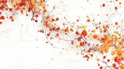 Obraz premium A painting of a tree with orange and white colors.