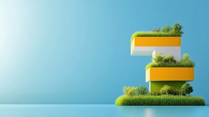 Sustainable Urban Living: Eco-Friendly Residential Tower with Shops - 3D Illustration