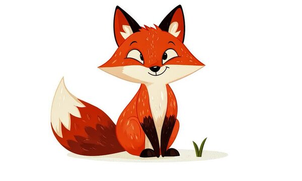 2D cartoon illustration of a fox set against a white backdrop