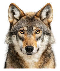 Fototapeta premium PNG Close-up of a wolf with piercing golden eyes