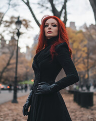 Mujer con abrigo negro 