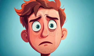 2D cartoon illustration of an anxious individual