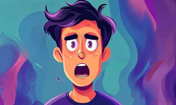 2D cartoon illustration of an anxious individual