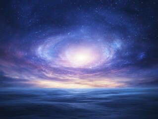 Fototapeta premium A surreal landscape where galaxies swirl in a luminous ballet, illustrating the boundless beauty of the universe's spectrum.