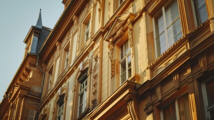 Obraz premium Section of an Ancient Structure's Street Front with a Gabled Roof