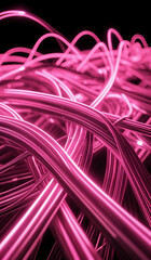 Pink glowing data cables transferring information background