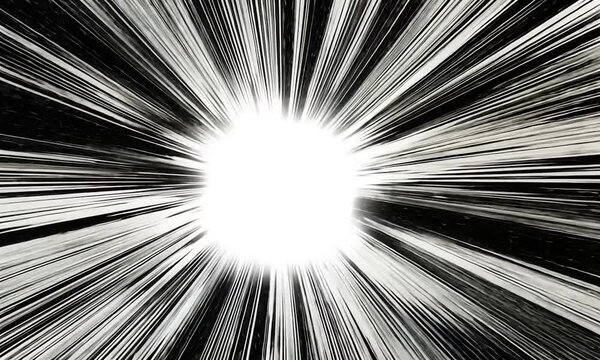 2D cartoon style anime background featuring comic book frame speed lines Monochrome manga superhero movement layout with simple geometric horizontal stripes