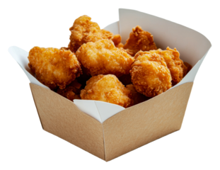PNG Crispy fried chicken nuggets in takeout box