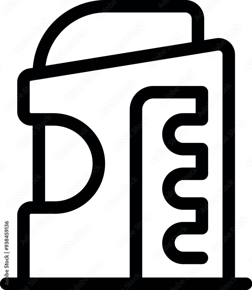 Poster building facade line icon representing modern architecture and urban design