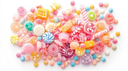 Sweet pastel candy on white.