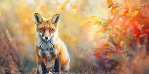 Obraz premium Young fox on its feet and observing