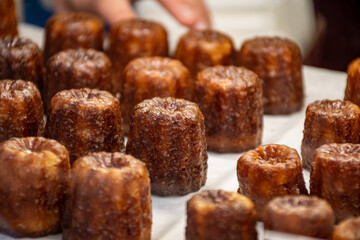 Canele, French pastry flavored with rum and vanilla, specialty of Bordeaux region, France
