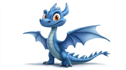 cartoon dragon standing on white background.