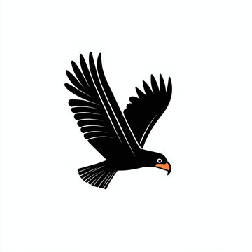 recommend clip art: Minimalist monochrome logo of a majestic vulture in flight, isolated on white background