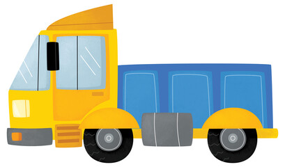 funny cartoon city tow or cargo heavy duty truck vehicle transportation isolated illustration for kids