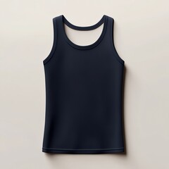 Blank black sleeveless t-shirt on white background.