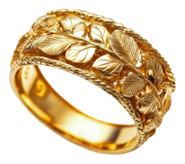 PNG Elegant golden leaf ring design
