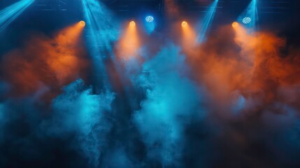 Stage lights with smoke and fog.