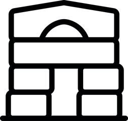 Simple line icon representing an ancient stone archway, perfect for projects related to history, architecture, or travel