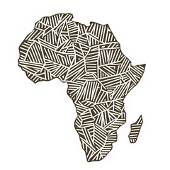 Map of Africa in a african culture characteristic stripe shapes pattern