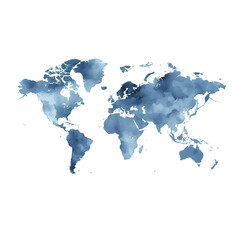 Obraz premium World map in a blue watercolor style, white background