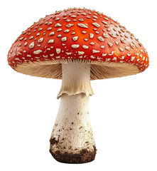 Obraz premium PNG Bright red toadstool mushroom growing in nature