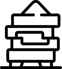 Linear icon of a beekeeper extracting honey from honeycombs in wooden frames