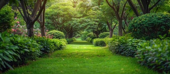 The Green Trees Scenery In Garden
