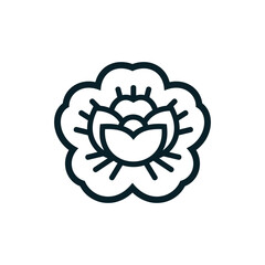 Camellia vector icon isolated on white