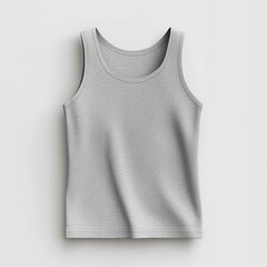 A gray sleeveless shirt on a white background.