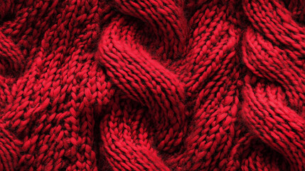 cozy cable knit sweater texture in cherry red tones