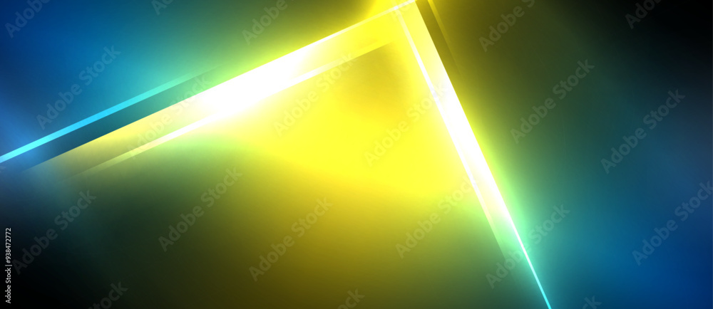 Aufkleber Neon dynamic diagonal light rays background. Techno digital geometric concept design for wallpaper, banner, presentation, background
