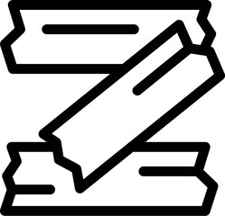 Line art icon of three chewing gum sticks being folded into a z shape