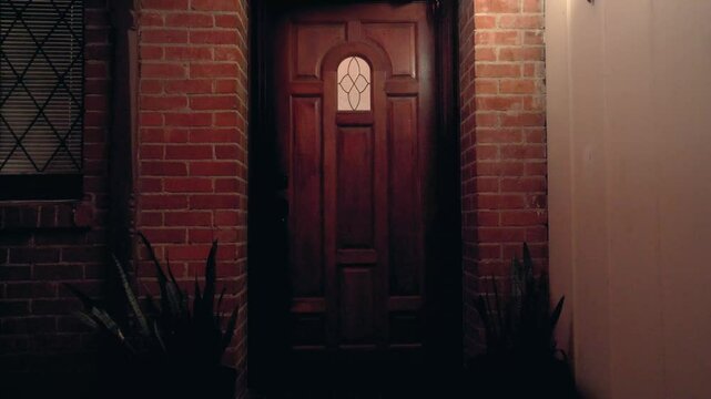 A couple arguing then woman slams the door