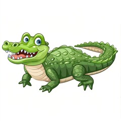 Naklejka premium Crocodile Wood element animal cartoon isolated whitebackground 16:9