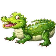 Fototapeta premium Crocodile Wood element animal cartoon isolated whitebackground 16:9