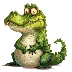 Naklejka premium Crocodile Guilt emotion fantasy animal cartoon isolated whitebackground