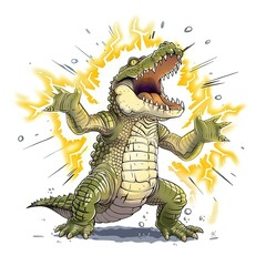 Obraz premium Crocodile Lightning element animal cartoon isolated whitebackground 16:9