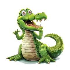 Fototapeta premium Crocodile Trust emotion fantasy animal cartoon isolated whitebackground