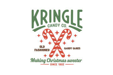Kringle Candy Co, Retro Christmas Sign T shirt design