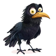 Obraz premium Crow Embarrassment emotion fantasy animal cartoon isolated whitebackground
