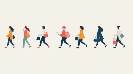 Collection of minimalist people icons showing different activities like working, running, and shopping.
