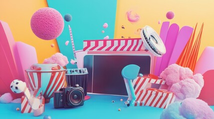 Film festival poster with cinematic elements and clear space for event information.