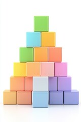 Colorful Stacked Cubes Pyramid Shape Abstract Background