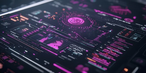 Fototapeta premium Futuristic Interface Design with Pink and Blue Glow