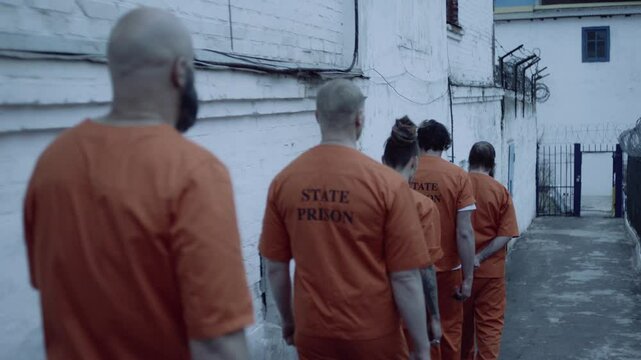 Jail inmates taken to the yard while cuffed