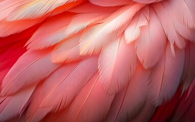 Obraz premium Close-Up of Flamingo Feather with Vibrant Pinks and Soft Textures in Warm Light
